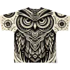 kotpopのSymmetrical Owls All-Over Print T-Shirt :back
