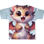 nekodoragonのびっくり！ 猫ドラゴン All-Over Print T-Shirt :back