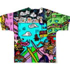 Ａ’ｚｗｏｒｋＳの宇宙人類皆兄弟 VERTICAL All-Over Print T-Shirt :back