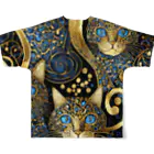 MOCAMOCAのアールデコな猫 フルグラフィックTシャツの背面