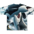 万事屋のシャチとサメが激突！ フルグラフィックTシャツの背面