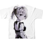 agomamushiの見返り金髪ポニテメイドさんモノクロバージョン All-Over Print T-Shirt :back