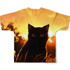猫との風景の夕焼けと猫001 フルグラフィックTシャツの背面