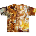 癒しと瞑想リセット開運法の弁財天真言金運グッズ3 フルグラフィックTシャツの背面