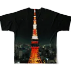 ウェブエンパイアの夜景～大都会・東京の夜～ All-Over Print T-Shirt :back