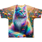 momonekokoの虹色に輝く優雅な猫 All-Over Print T-Shirt :back