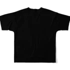 津軽三味線などの三味線デザインTシャツ（黒に赤） フルグラフィックTシャツの背面