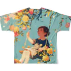 AQUAMETAVERSEの花ブランコに揺られ喜ぶ女の子　ラフルール　1859 All-Over Print T-Shirt :back