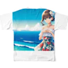 かるるんショップの海と南国と水着と　夏休み フルグラフィックTシャツの背面