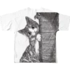 もちけらののぞき見 猫ちゃん All-Over Print T-Shirt :back