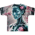 AI妖怪大図鑑のレントゲン妖怪　X女（ばつおんな） All-Over Print T-Shirt :back