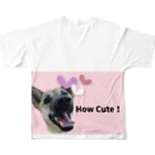 毛玉のおうちチャリティーグッズ販売suzuri部のHow Cute! Canvas! All-Over Print T-Shirt :back