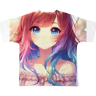 終わらない夢🌈の優しく微笑む少女💞 フルグラフィックTシャツの背面