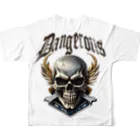 WANTED BIKERのSKULL BIKER-08 All-Over Print T-Shirt :back