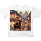 Tsuyokokoの昔の町並み フルグラフィックTシャツの背面