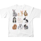 atelier*Noelのレアっ子系うさぎさん「背面デザイン」 All-Over Print T-Shirt :back