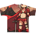 シロクマペンギンの火山の女剣士 All-Over Print T-Shirt :back