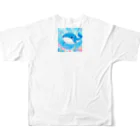 ハートフルの愛らしいクジラさん癒しグッズ フルグラフィックTシャツの背面