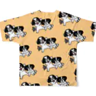 かもめちゃぁんの狆犬兄弟の手描きイラスト All-Over Print T-Shirt :back