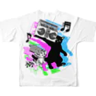 nya-mew（ニャーミュー）のオンガク大好きニャ(バックプリント) All-Over Print T-Shirt :back