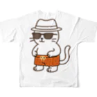 マカロンのサングラスをかけたネコ All-Over Print T-Shirt :back