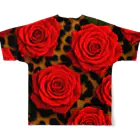 Rococo-Rose-Palace🌹✨️の赤い薔薇🌹✨️華麗なるヒョウ柄 All-Over Print T-Shirt :back