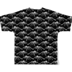 tottoのトリケラトプス骨格総柄(黒) All-Over Print T-Shirt :back