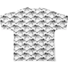 tottoのトリケラトプス骨格総柄(白) All-Over Print T-Shirt :back