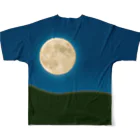 キャッツハンド：suzuriショップの月夜猫 フルグラフィックTシャツの背面
