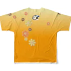 キャッツハンド：suzuriショップのおはな_orange フルグラフィックTシャツの背面