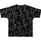 PygmyCat　suzuri店の両面印刷チベットスナギツネ_虚無ブラック All-Over Print T-Shirt :back