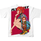 HOLLOW SQUIDのFLYAWAY_WHITE フルグラフィックTシャツの背面