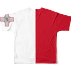 大のマルタ国旗 全柄 フルグラフィックTシャツの背面