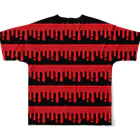 CHAX COLONY imaginariのmelty border(2/red×black) All-Over Print T-Shirt :back