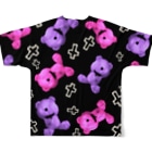 💜Salon de Lucia💜のPeek-a-boo CROSS Teddy BLUEBERRY×RASPBERRY  Random All-Over Print T-Shirt :back