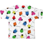 キッズポケットのいろんなかたちさん柄白 All-Over Print T-Shirt :back