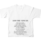 Cafe Lounge & Library pratimākrrm cĥā -ゆるやかな彫刻-の SLOW SUNSET 〜 池間島 All-Over Print T-Shirt :back