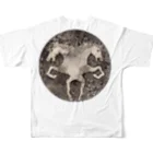 カリヲ屋スズリ支店の双頭馬　白　Double headed white horse  All-Over Print T-Shirt :back