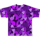 保護猫支援ショップ・パール女将のお宿のUNKO 迷彩　カモフラ　パープル All-Over Print T-Shirt :back