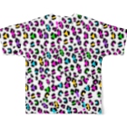 保護猫支援ショップ・パール女将のお宿のNYANKO　レオパード（豹柄） All-Over Print T-Shirt :back