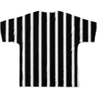 many many stripes.のストライプ1　黒 フルグラフィックTシャツの背面