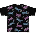 💊0-gravity💊の2色のドット猫ビッグシャツ（黒） All-Over Print T-Shirt :back