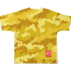 HappyGorillaのMito cup3　黄色　迷彩 フルグラフィックTシャツの背面