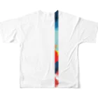 色にじみの水彩風（青） フルグラフィックTシャツの背面
