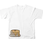白くまパンダ ORIGINAL SHOPの白くまパンダ　ホットケーキ(白) All-Over Print T-Shirt :back