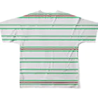 many many stripes.のボーダー3　グレー フルグラフィックTシャツの背面