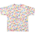 ことり屋のカラフルひっかき傷パターン All-Over Print T-Shirt :back