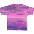 ウエダマサノブ＠アトリエ縄文じいさんの旅する象ピンクバージョン  フルグラフィックTシャツの背面