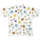 pulTの顕微鏡で見た砂粒や貝殻のイラスト All-Over Print T-Shirt :back