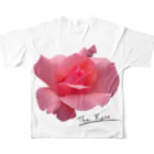 でおきしりぼ子の実験室のThe Rose (Half-blooming) フルグラフィックTシャツの背面